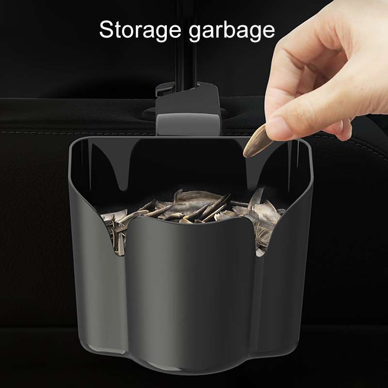 Car Back Seat Hook Trash Rubbish Garbage Can Mobile Phone Holder Storage Box (Brown)