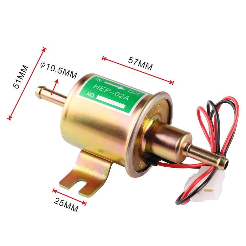 HEP-02A Universal Car 12V Fuel Pump Inline Low Pressure Electric Fuel Pump (Gold)