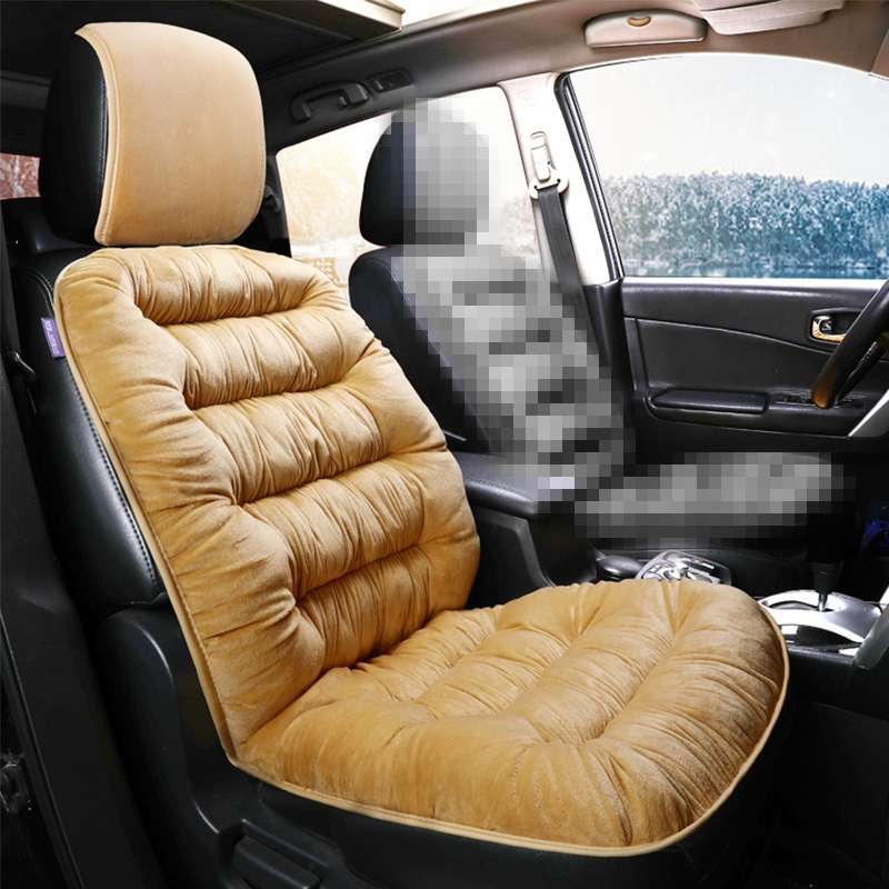 Car Thick Plush Seat Cushion Warmer Cover Winter Seat Mat (Black)