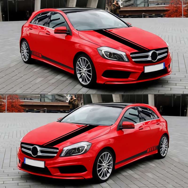 5 in 1 Car Styling Stripe Hood PVC Sticker Auto Decorative Sticker (Blue)