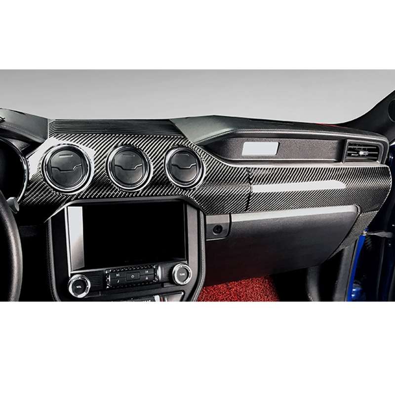 2 in 1 Car Carbon Fiber Dashboard Cover Panel Decorative Sticker for Ford Mustang 2015-2020, Left-ha