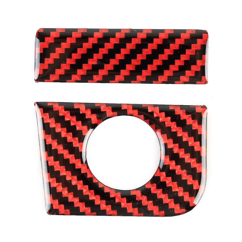 2 in 1 Car Carbon Fiber Vice Driving Seat Storage Box Button Decorative Sticker for Ford Mustang 201