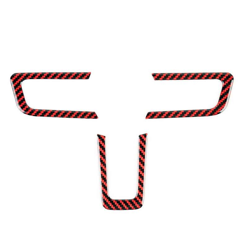 3 in 1 Car Carbon Fiber Steering Wheel Button Decorative Sticker for Ford Mustang 2015-2020