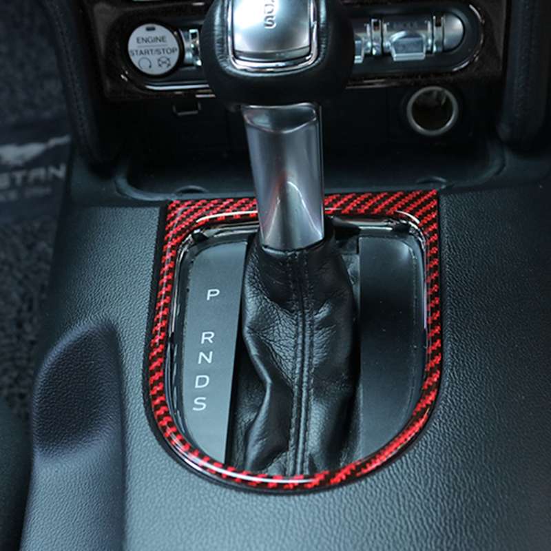 2 in 1 Car Carbon Fiber Gear Frame Decorative Sticker for Ford Mustang 2015-2020