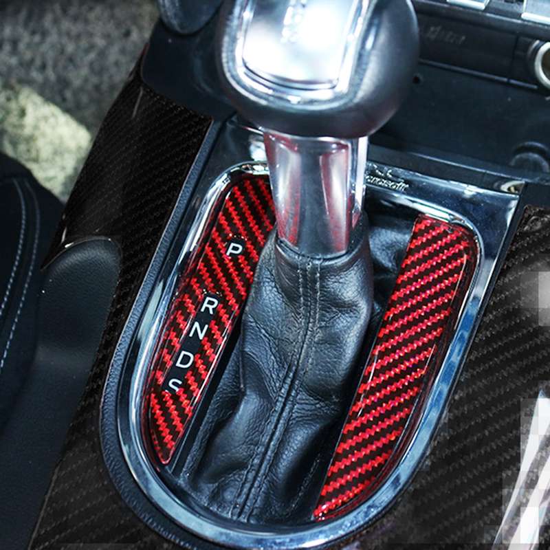 2 in 1 Car Carbon Fiber Gear Position Decorative Sticker for Ford Mustang 2015-2020, Left-hand Drive