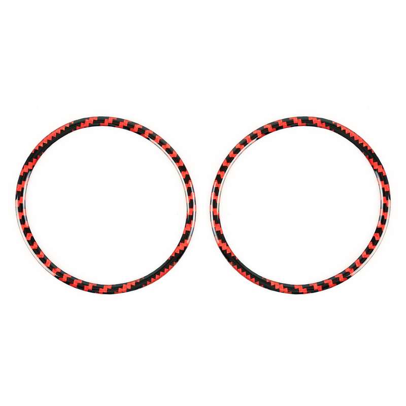 2 in 1 Car Carbon Fiber Door Horn Ring Small Size Decorative Sticker for Ford Mustang 2015-2020, Dia