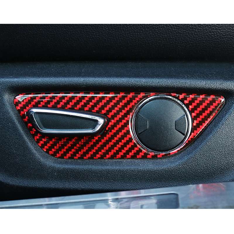 5 in 1 Car Carbon Fiber Seat Adjustment Button Decorative Sticker for Ford Mustang 2015-2020, Left-h