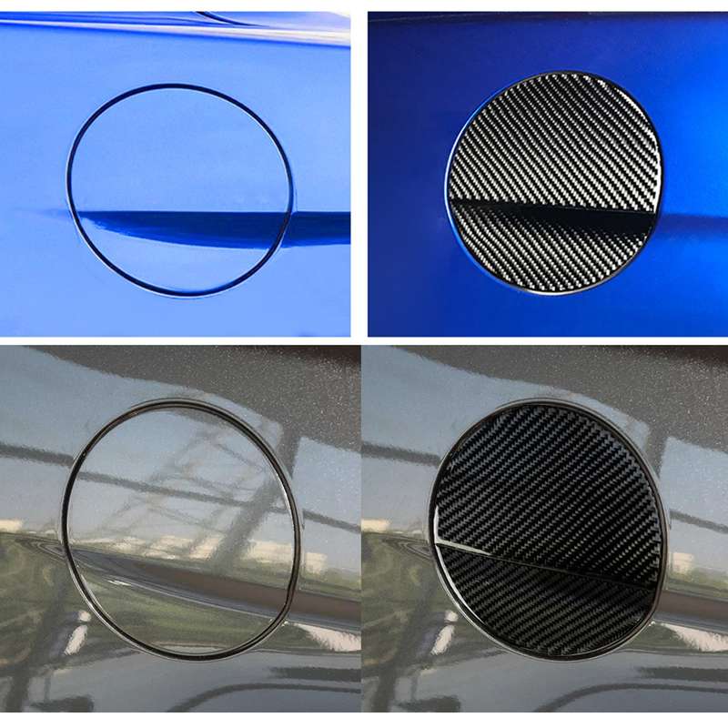 2 in 1 Car Carbon Fiber Fuel Tank Cover Decorative Sticker for Ford Mustang 2015-2020