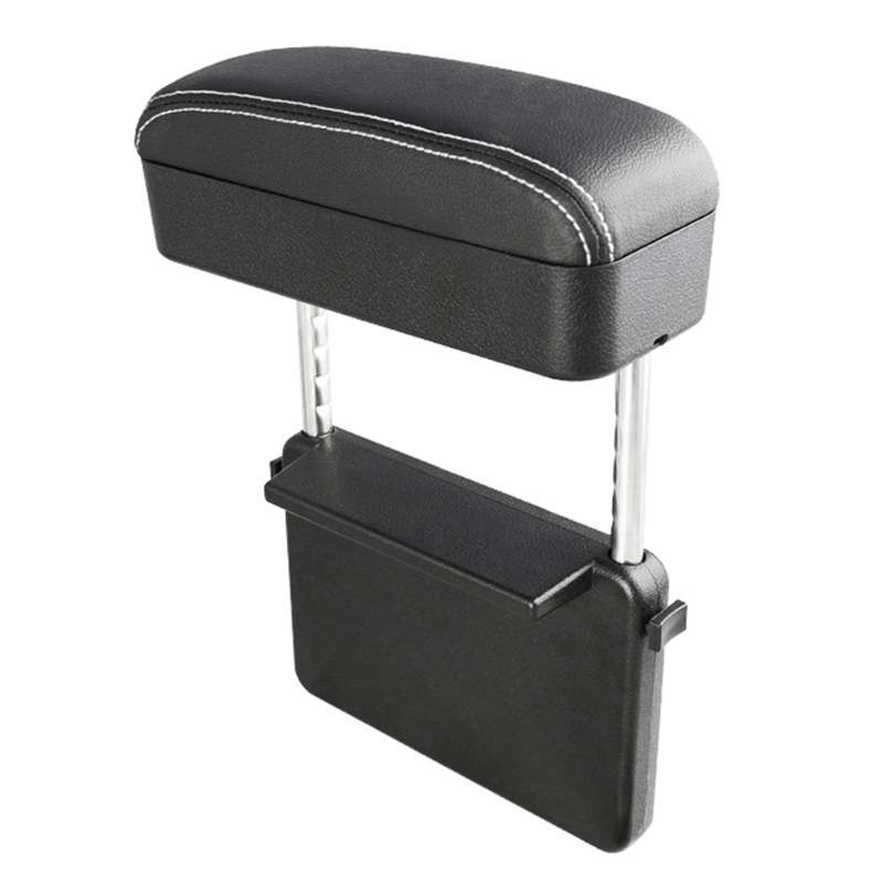 Universal Car PU Leather Wrapped Armrest Box Cushion Car Armrest Box Mat with Storage Box (Black Red