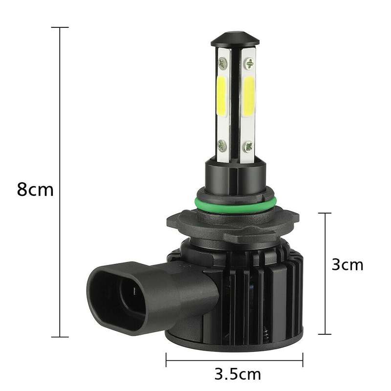 F8 9006 2 PCS 22W 3000LM 6000K Four Side DOB LED Headlight Fog Light Bulbs High Beam Conversion Kit