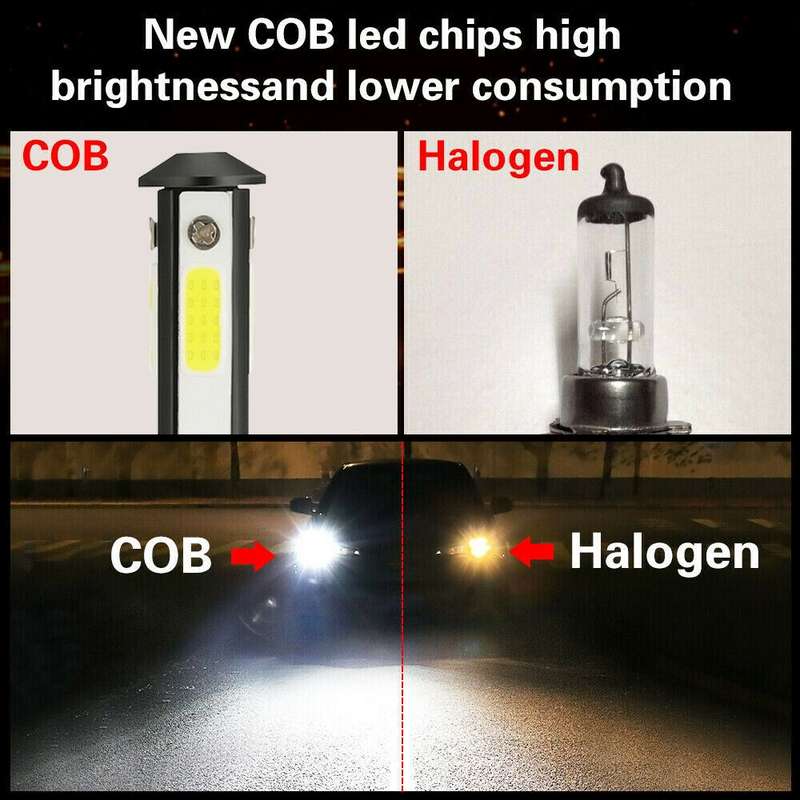 F8 9006 2 PCS 22W 3000LM 6000K Four Side DOB LED Headlight Fog Light Bulbs High Beam Conversion Kit