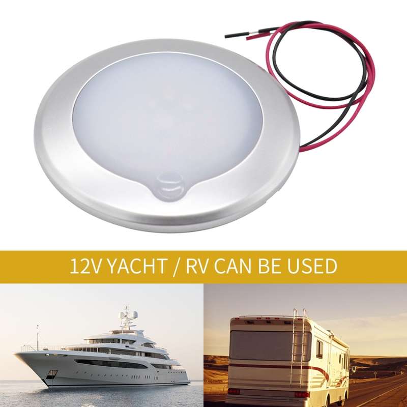 DC 9-30V 4.5W 3000-3300K IP67 Marine RV Dimmable 150mm LED Dome Light Ceiling Lamp, with Touch Contr