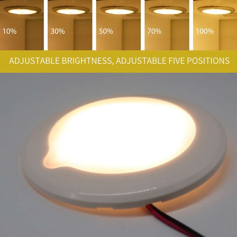 DC 9-30V 4.5W 3000-3300K IP67 Marine RV Dimmable 150mm LED Dome Light Ceiling Lamp, with Touch Contr