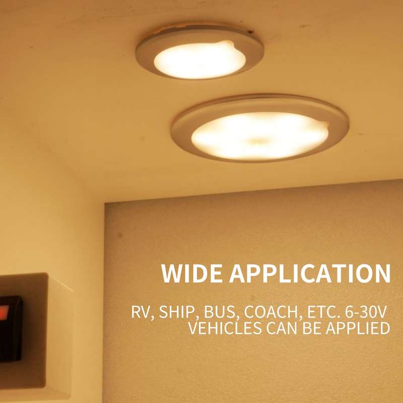 DC 9-30V 4.5W 3000-3300K IP67 Marine RV Dimmable 150mm LED Dome Light Ceiling Lamp, with Touch Contr