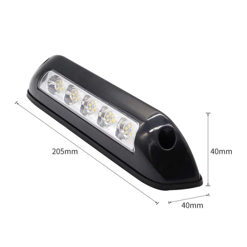 DC 12V 2.6W 6000K IP67 Marine RV Waterproof LED Stair Deck Dome Light Ceiling Lamp, Black Shell and