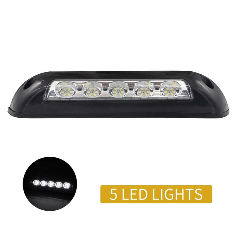 DC 12V 2.6W 6000K IP67 Marine RV Waterproof LED Stair Deck Dome Light Ceiling Lamp, Black Shell and