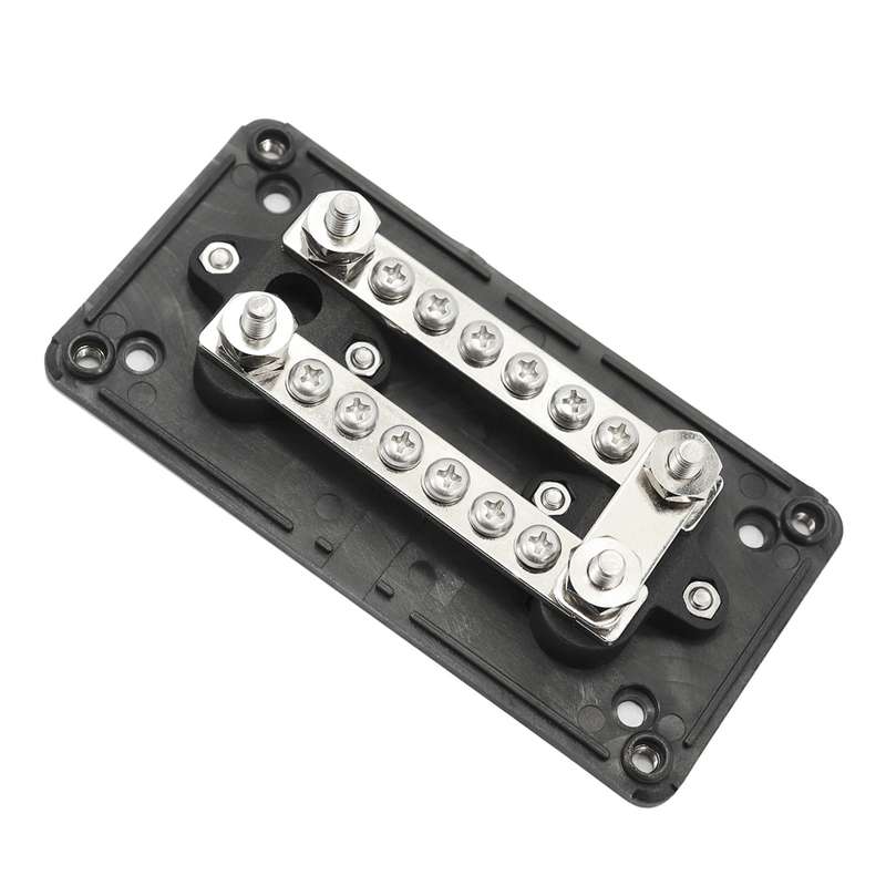 Max DC 48V 100A Heavy-Duty Module Design Bus Bar 4 M6 / 12 M4 Terminal Studs Box Busbar for Car / RV