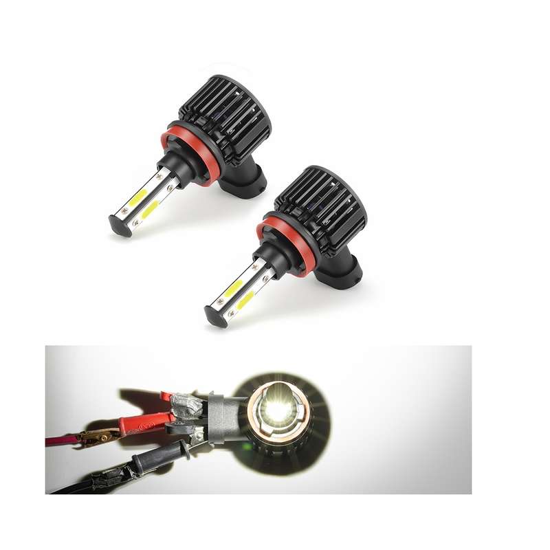 F8 H11 2 PCS 22W 3000LM 6000K Four Side DOB LED Headlight Fog Light Bulbs High Beam Conversion Kit D