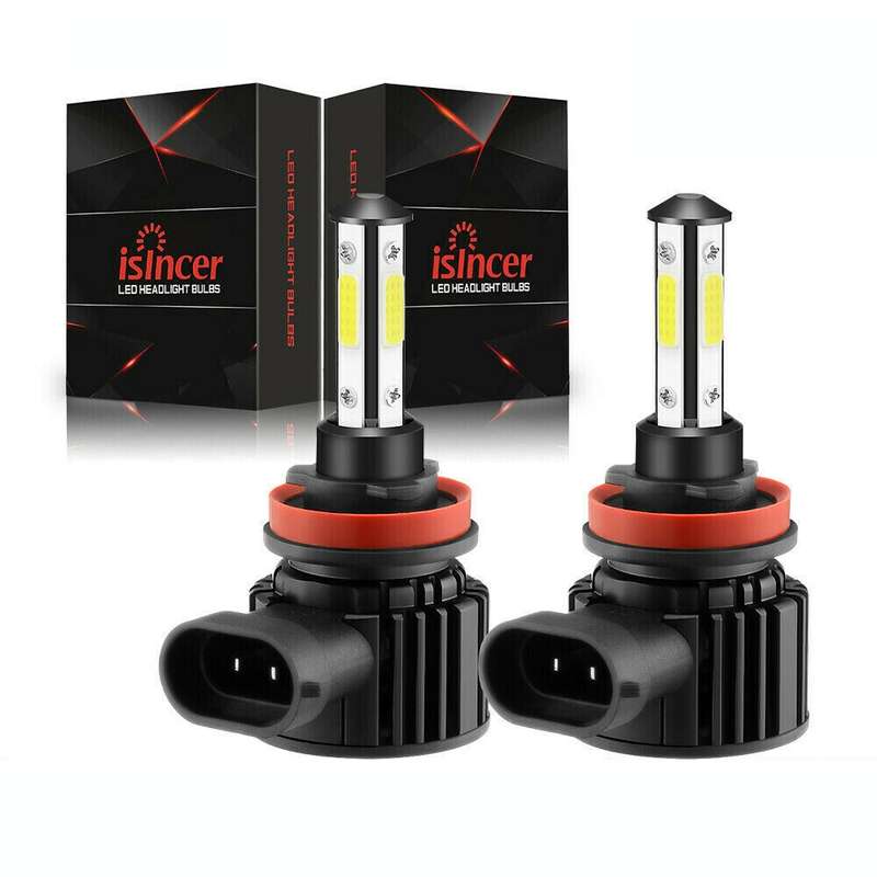 F8 H11 2 PCS 22W 3000LM 6000K Four Side DOB LED Headlight Fog Light Bulbs High Beam Conversion Kit D