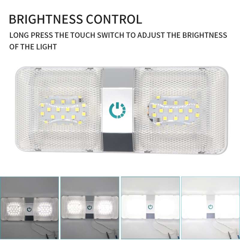 D4376D DC11-18V 6W 6000-6500K IP50 48LEDs SMD-5050 Marine RV Dimmable LED Dome Light Ceiling Lamp, w