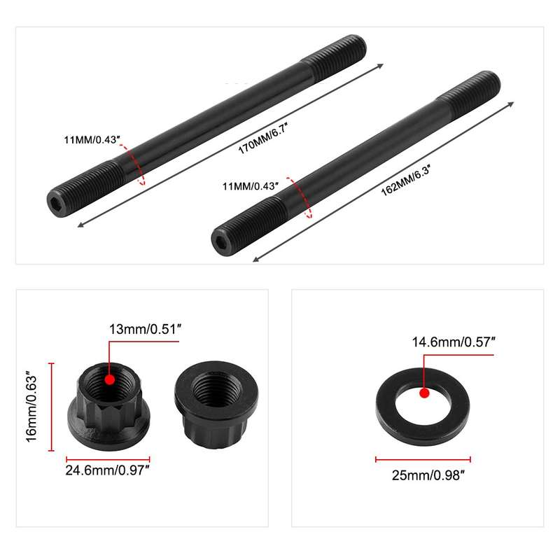 Car Cylinder Head Stud Kit for Dodge Cummins 24v Diesel 5.9L & 6.7L (1998-2018) (Black)