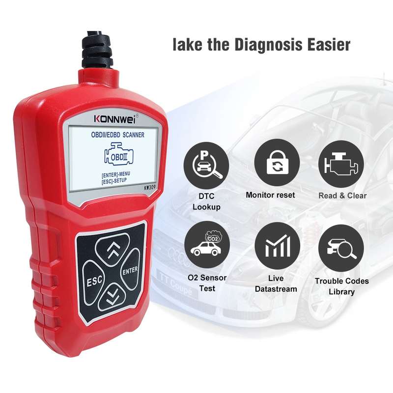 KONNWEI KW309 V309 V310 MS309 Code Reader OBD2 Scanner Diagnostic Tool(Black)