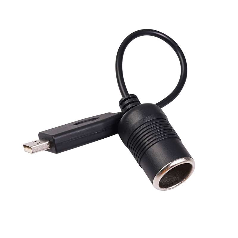 Car Converter USB Port to Car Cigarette Lighter Socket Female 5V to 12V Boost Power Adapter Cable (B