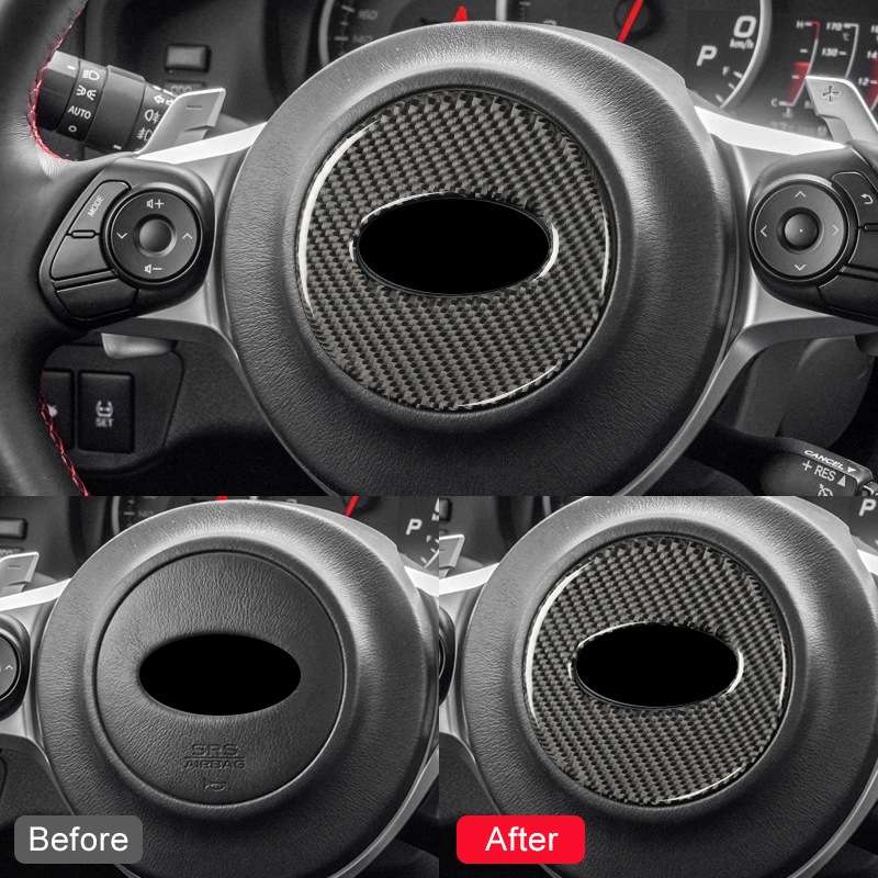 Car Carbon Fiber Steering Wheel Decorative Sticker for Subaru Forester 2016-2018, Left and Right Dri