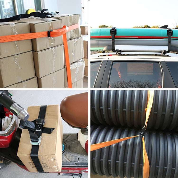 Car Tension Rope Luggage Strap Belt Auto Car Boat Fixed Strap with Alloy Buckle,Random Color Deliver