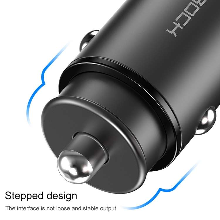 ROCK H15 Dual Port USB + USB-C / Type-C PD30W Car Charger (Black)