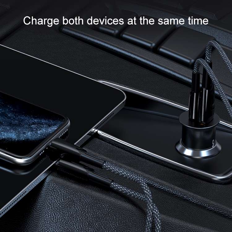 ROCK H15 Dual Port USB + USB-C / Type-C PD30W Car Charger (Black)