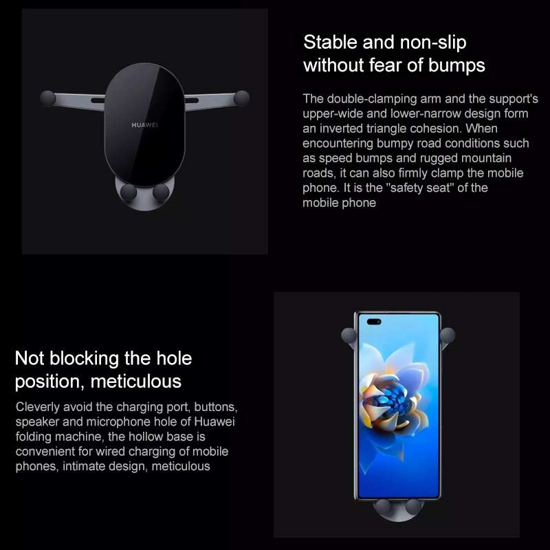 Original Huawei Folding Mobile Phone Car Holder for Huawei Mate X2 / Mate Xs / Mate X (Black)