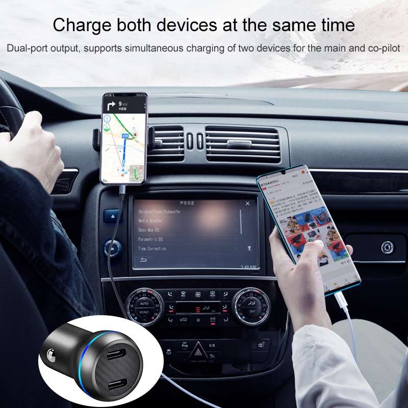ACC-580 PD 40W Dual Type-C / USB-C Ports Fast Charging Car Charger(Black)