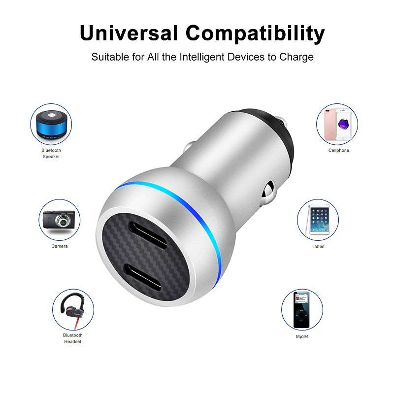 ACC-580 PD 40W Dual Type-C / USB-C Ports Fast Charging Car Charger(Black)