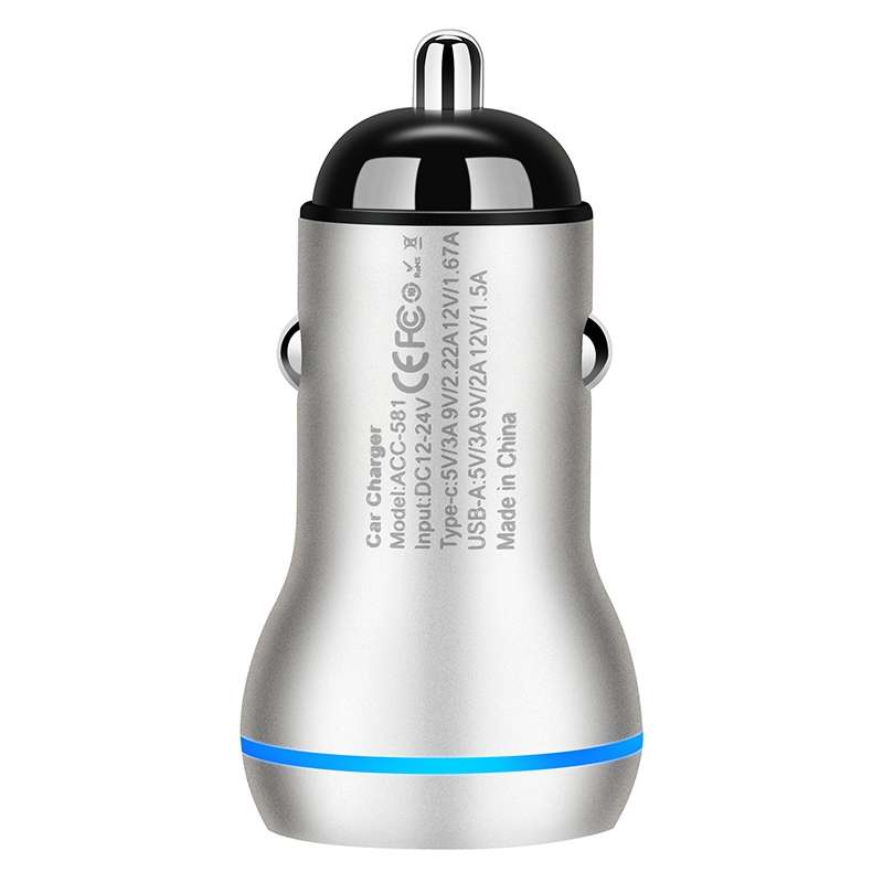 ACC-581 PD 20W + QC3.0 Type-C / USB-C + USB Fast Charging Car Charger (Black)