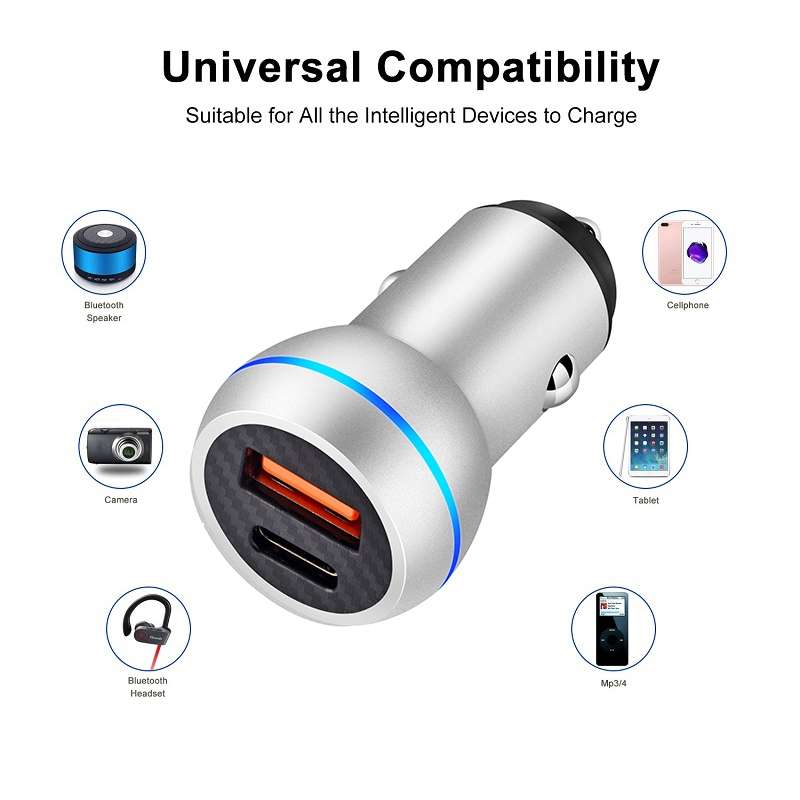 ACC-581 PD 20W + QC3.0 Type-C / USB-C + USB Fast Charging Car Charger (Black)