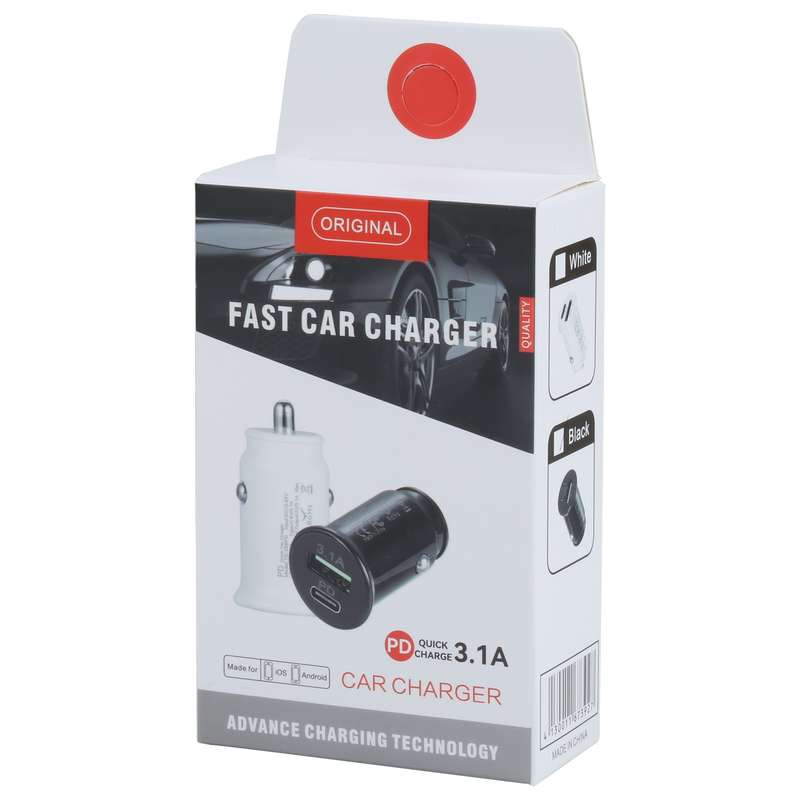TE-339PD 3.1A PD USB-C / Type-C + USB Interface Mini Fast Charging Car Charger(Black)