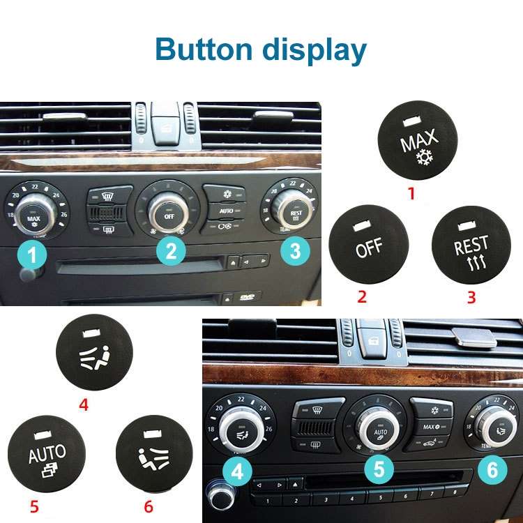 Car Air Conditioner Panel Switch Button MAX Snow Key 6131 9250 196-1 for BMW E60 2003-2010, Left Dri