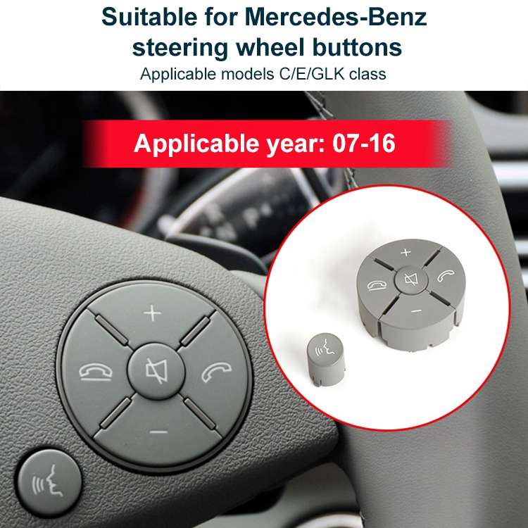 1 Pair Car Steering Wheel Switch Buttons Panel for Mercedes-Benz W204 2007-2014, Left Driving(Black)