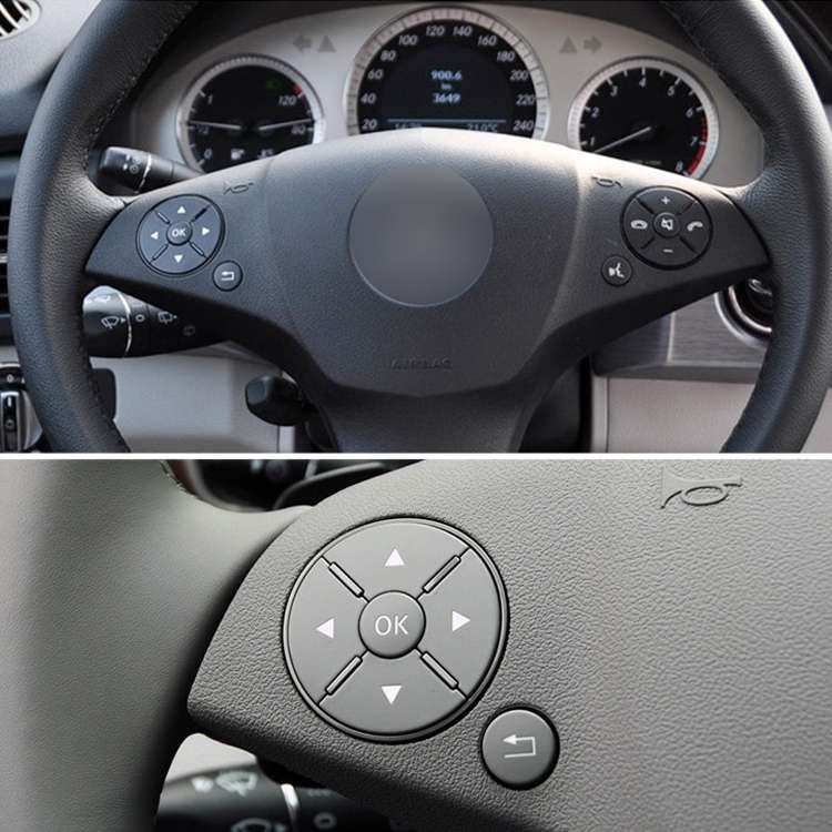 1 Pair Car Steering Wheel Switch Buttons Panel for Mercedes-Benz W204 2007-2014, Left Driving(Black)