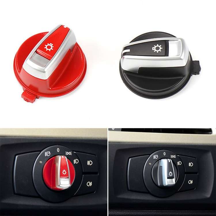 Car Headlight Switch Button Knob Cover Trim 6131 6932 796 for BMW X1 2009-2015, Left Driving (Black)