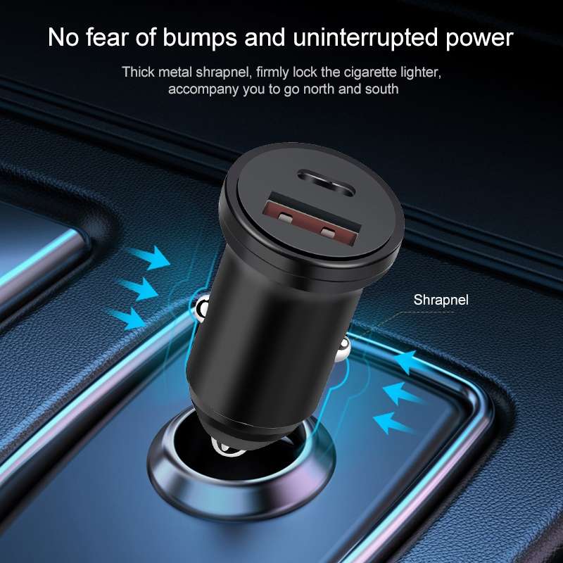 PD 20W USB-C / Type-C + QC 3.0 USB Interface Fast Charging Car Charger (Black)