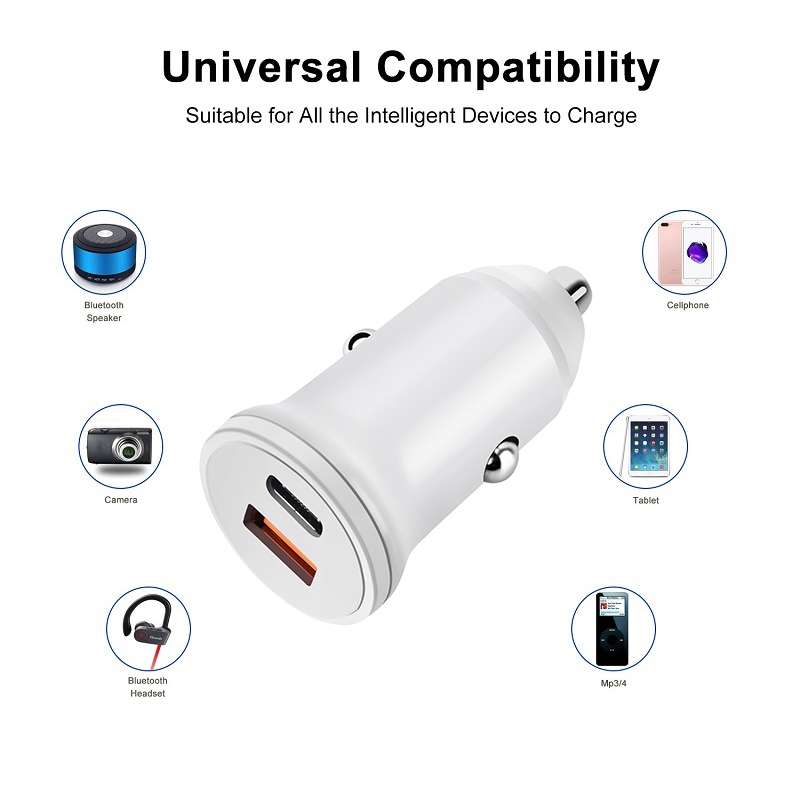 PD 20W USB-C / Type-C + QC 3.0 USB Interface Fast Charging Car Charger (Black)