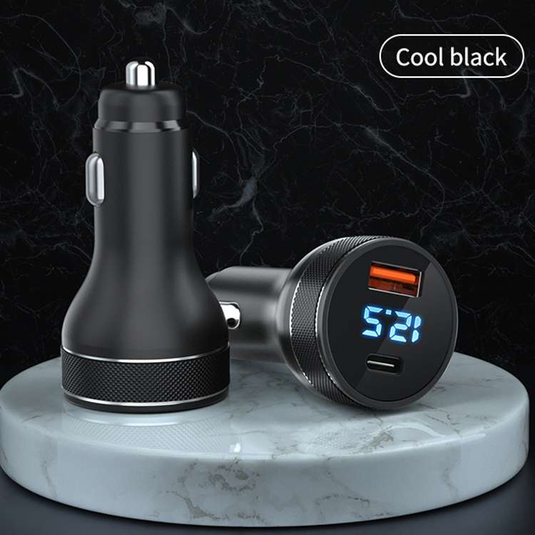 ACC-568 PD 20W USB-C / Type-C + USB Digital Display Fast Charge Car Charger (Black)