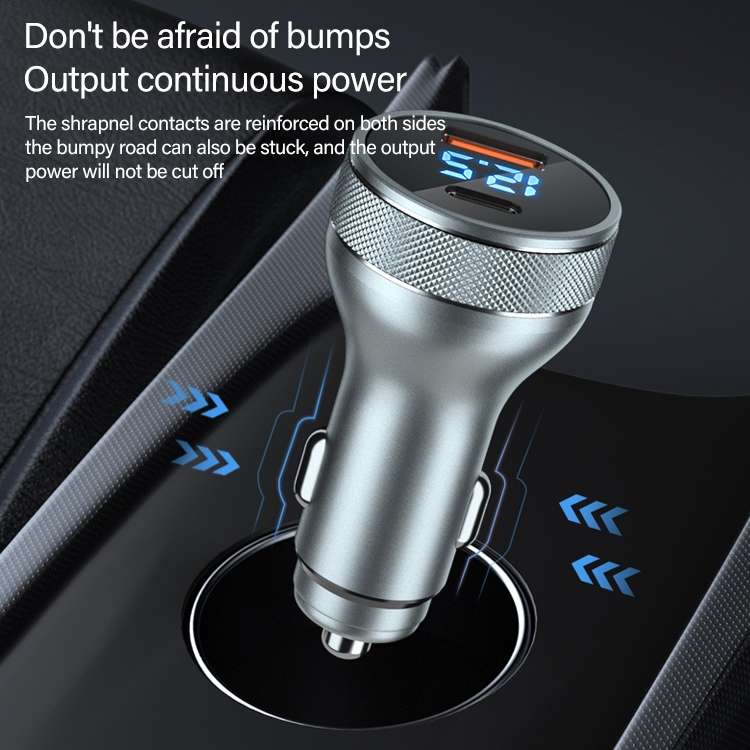 ACC-568 PD 20W USB-C / Type-C + USB Digital Display Fast Charge Car Charger (Black)