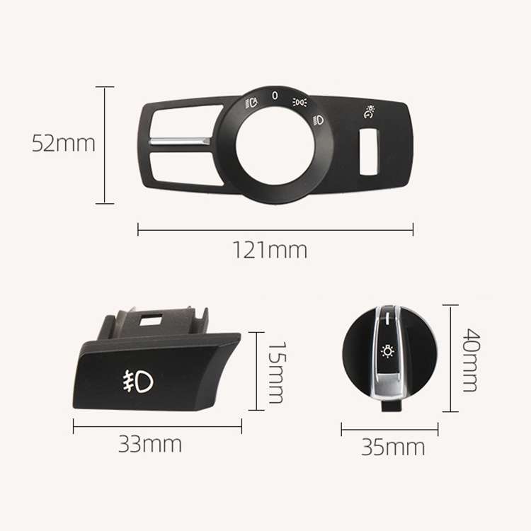 Car Headlight Switch Button Knob for BMW 5 Series 2010-2017, Left Driving (Black)