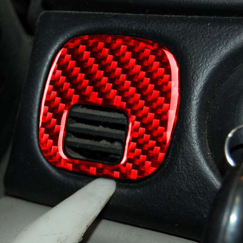 Carbon Fiber Car Key Panel Button Sticker for Chevrolet Corvette C5 1998-2004, Left Drive(Red)