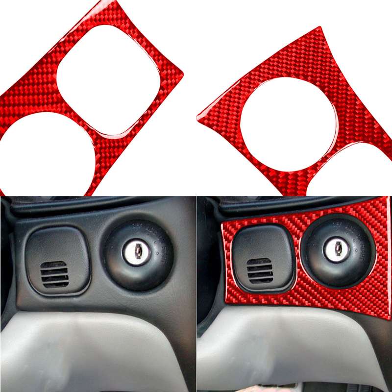 Carbon Fiber Car Key Panel Sticker for Chevrolet Corvette C5 1998-2004, Left Drive(Red)