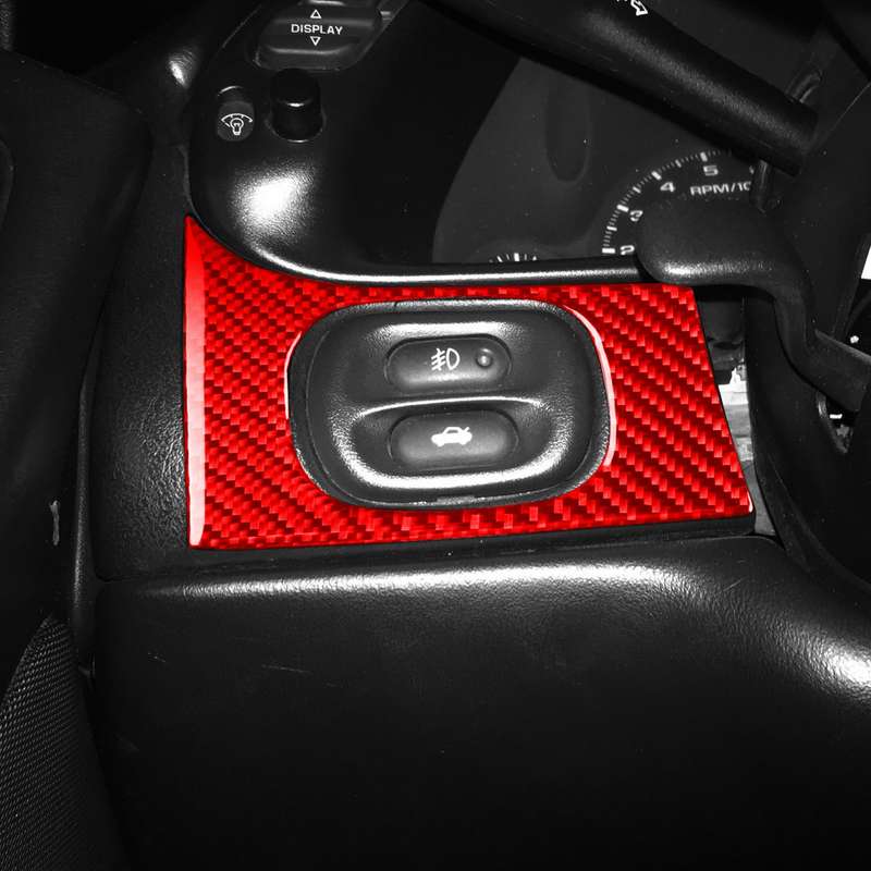 3 in 1 Carbon Fiber Car Headlight Key Panel Sticker for Chevrolet Corvette C5 1998-2004, Left Drive(