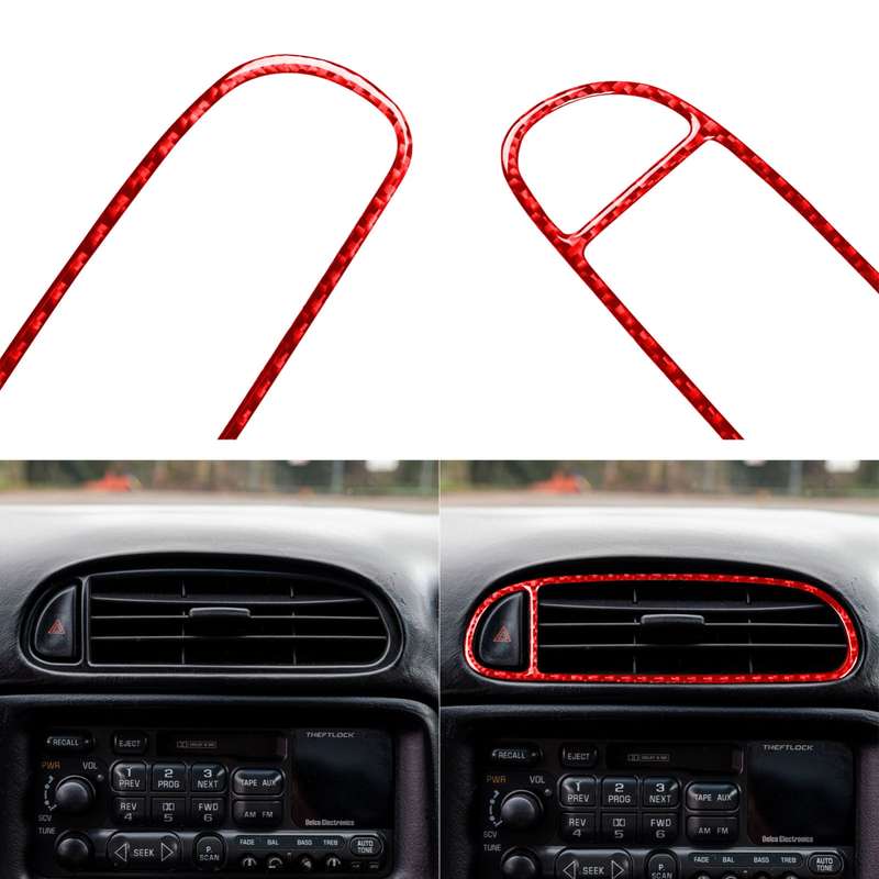 Carbon Fiber Car Air Outlet Sticker for Chevrolet Corvette C5 1998-2004, Left Drive(Red)